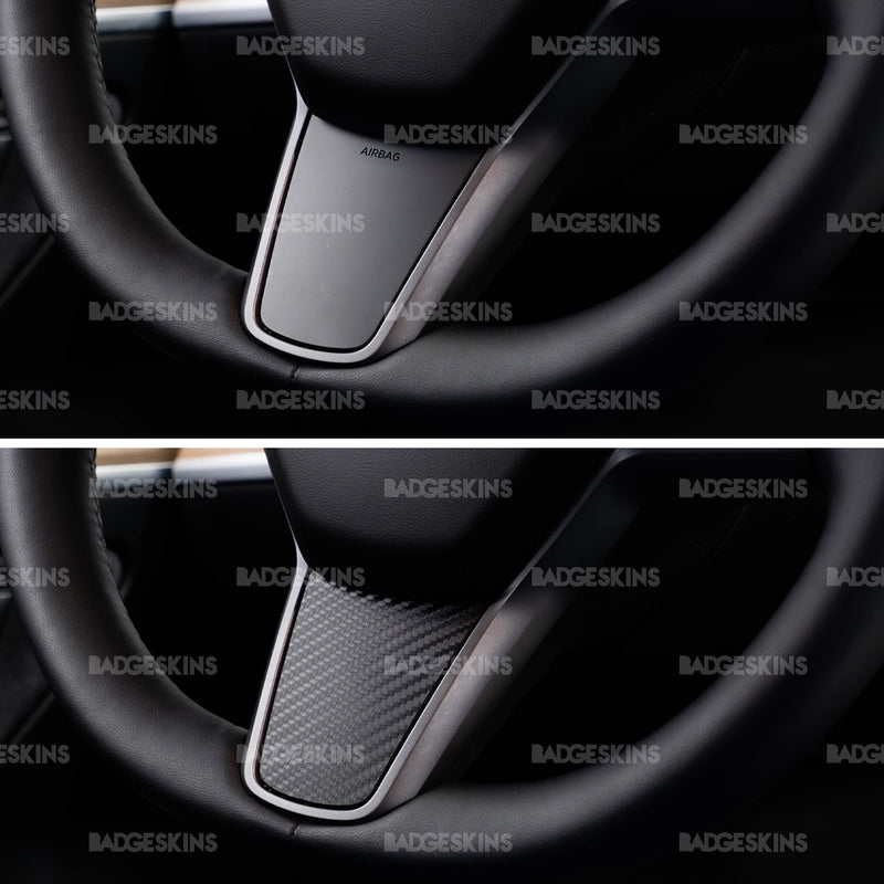 Load image into Gallery viewer, Tesla - 1st Gen - Model 3 - Steering Wheel Center Spoke Overlay