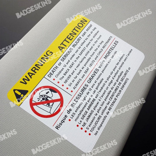 VW - 12273 - MQB Sun Visor Warning Label Badgeskins Set