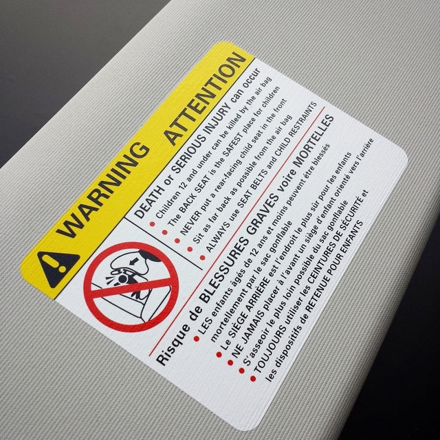 Load image into Gallery viewer, Mitsubishi - Lancer Evolution - Sun Visor Warning Label Overlay