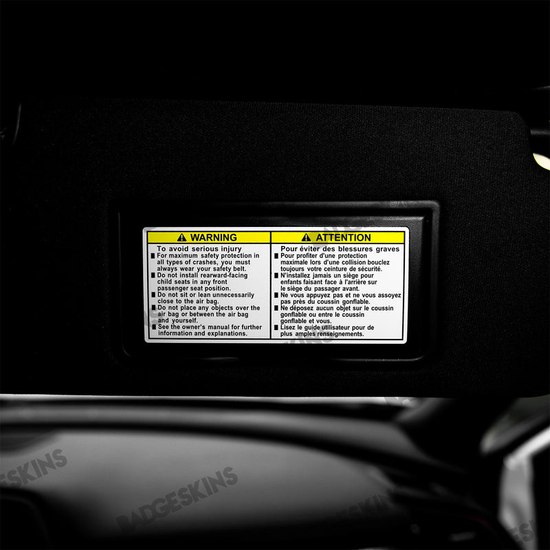 Load image into Gallery viewer, Honda - 10th Gen - Civic Type R - Sun Visor Warning Label Overlay