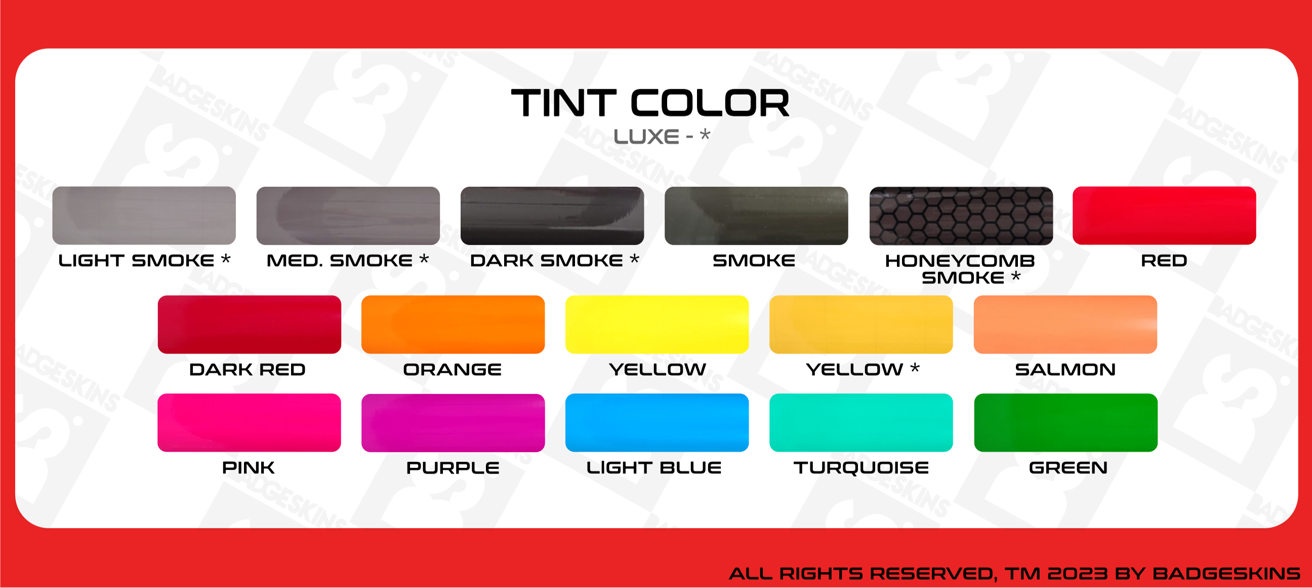 Tint Sheet – Badgeskins