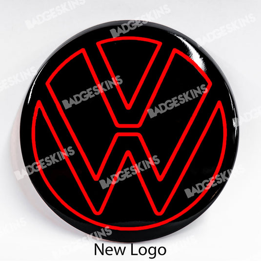 VW - MK7 - Jetta - Front Smooth 3pc VW Emblem Pin-Stripe Overlay