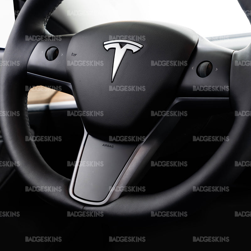 Load image into Gallery viewer, Tesla - Model 3 - Steering Wheel Center Spoke Overlay
