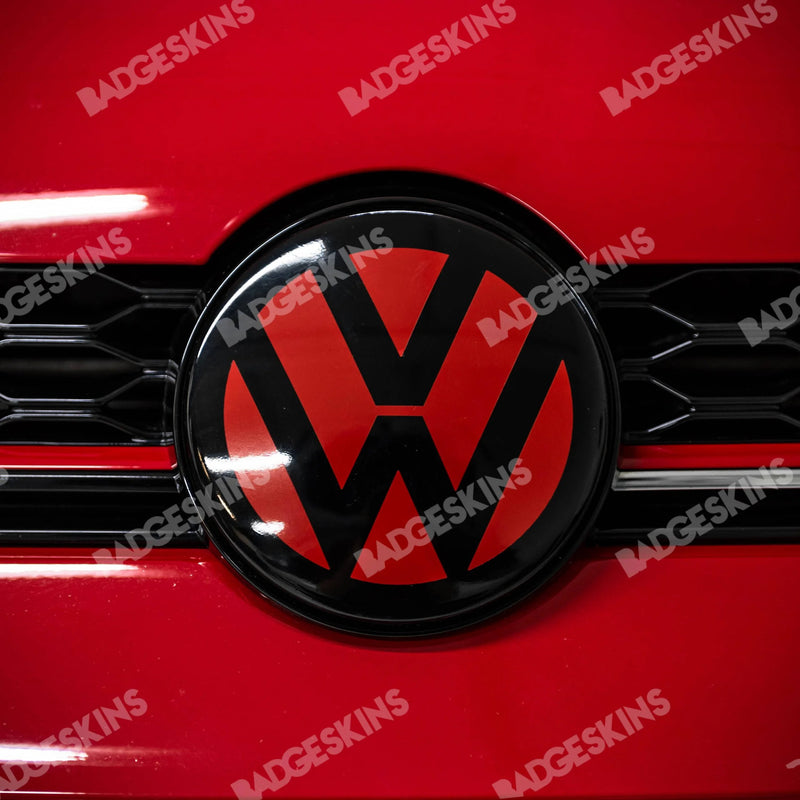 Load image into Gallery viewer, VW - MK7 - Jetta - Front Smooth 2pc VW Emblem Overlay
