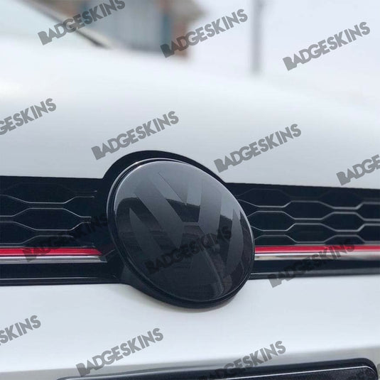 VW - MK7.5 - Golf - Front Smooth 3pc VW Emblem Overlay – Badgeskins