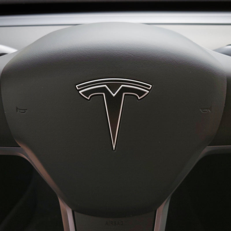 Load image into Gallery viewer, Tesla - Model 3 - Steering Wheel Emblem Overlay
