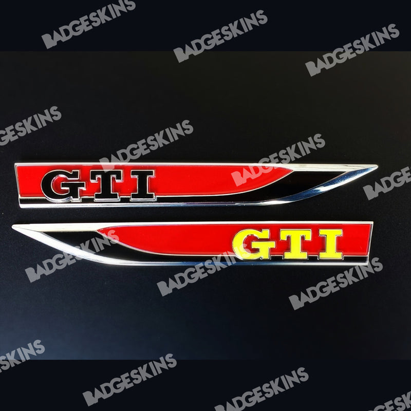 Load image into Gallery viewer, VW - MK7/7.5 - Golf GTI - Fender Blade &quot;GTI&quot; Badge Overlay Set
