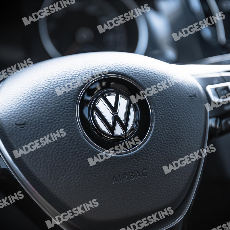 Load image into Gallery viewer, VW - MQB - Steering Wheel VW Emblem Overlay (Trapezoid Airbag)
