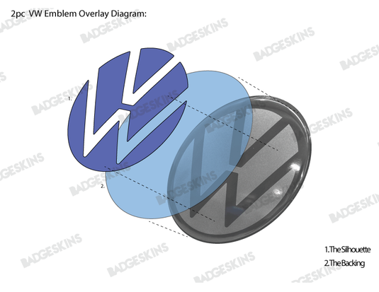 VW - MK8 - Golf - Front Smooth 2pc VW Emblem Pin-Stripe Overlay