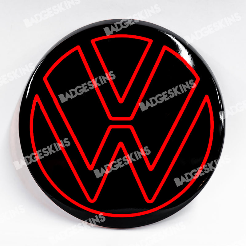 Load image into Gallery viewer, VW - MK7.5 - Golf - Front Smooth 3pc VW Emblem Pin-Stripe Overlay
